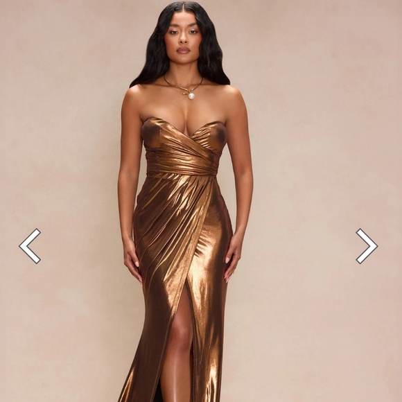 Fashion Nova Dresses & Skirts - Gold Strapless Fashionova Dress New